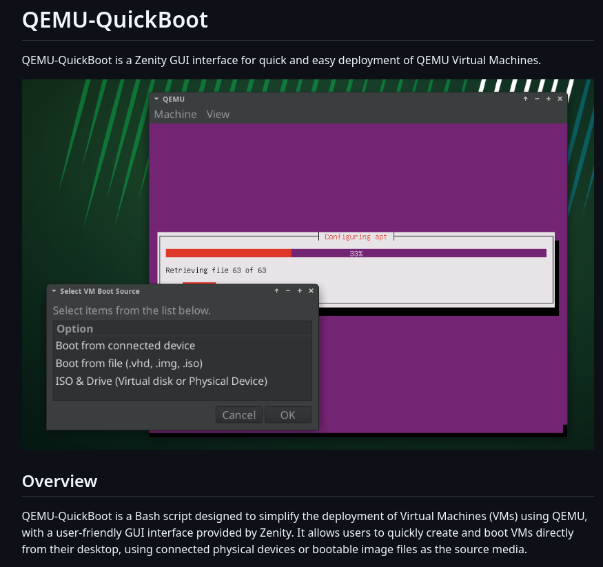 QEMU-QuickBoot Screenshot 1